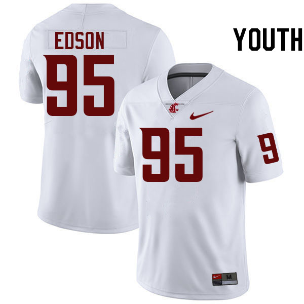 Youth #95 Andrew Edson Washington State Cougars College Football Jerseys Stitched-White